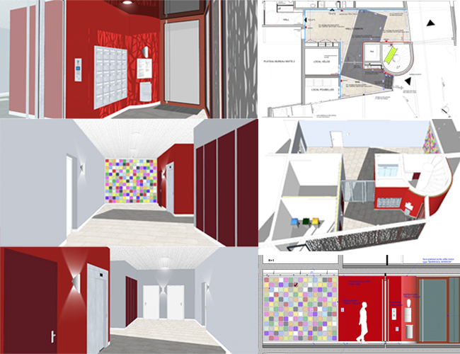 Construction d'un immeuble de 23 logements et design intérieur hall d'entrée, Beaune 2019-2022