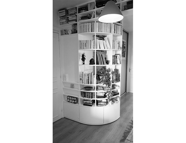 Réfection appartement et création meuble bibliothèque-bureau, Paris 20ème 2016